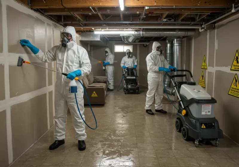 Basement Moisture Removal and Structural Drying process in Bradley Beach, NJ